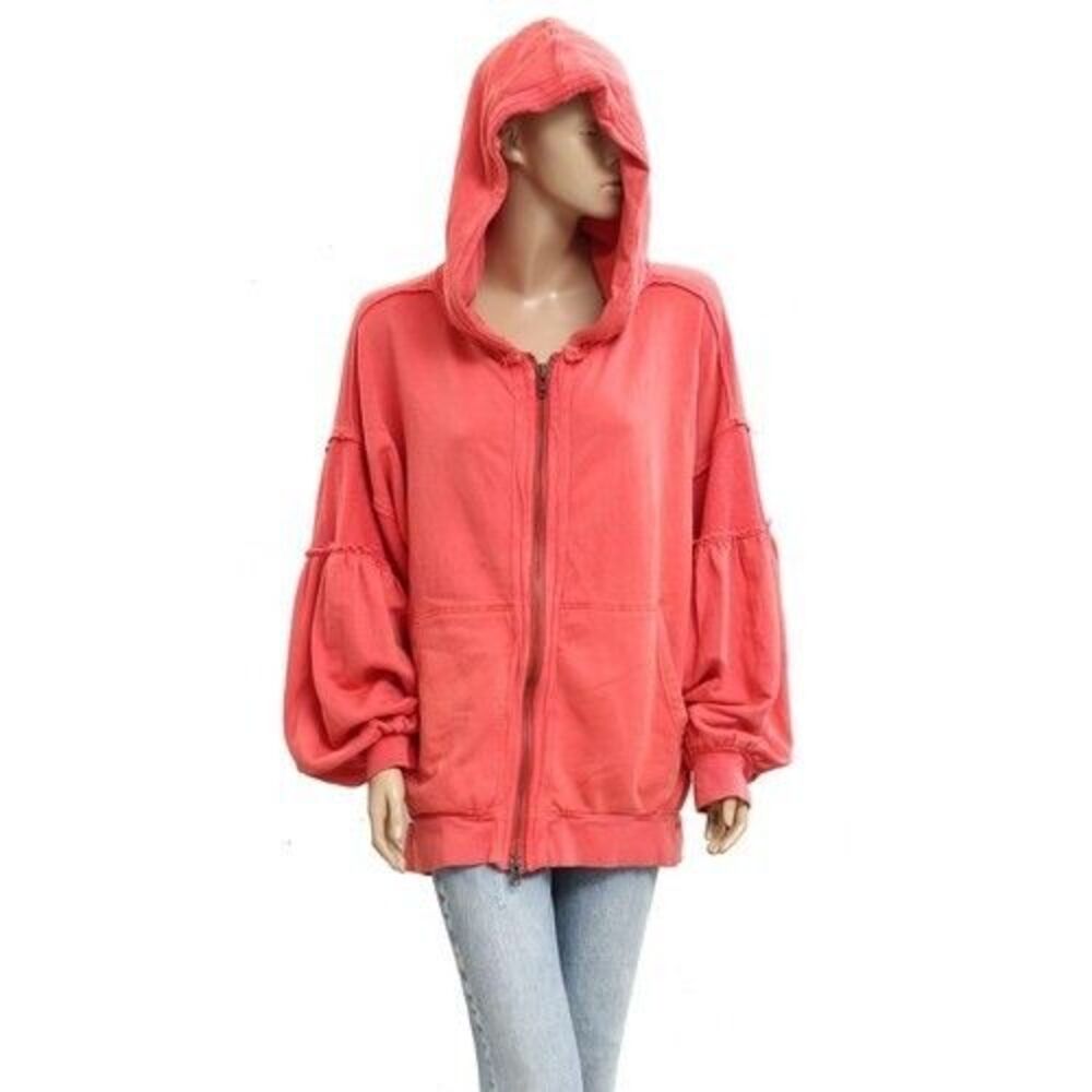 Free People Oversized Sweatshirt Top Red Christmas Festive Jacket XL NEW 283761